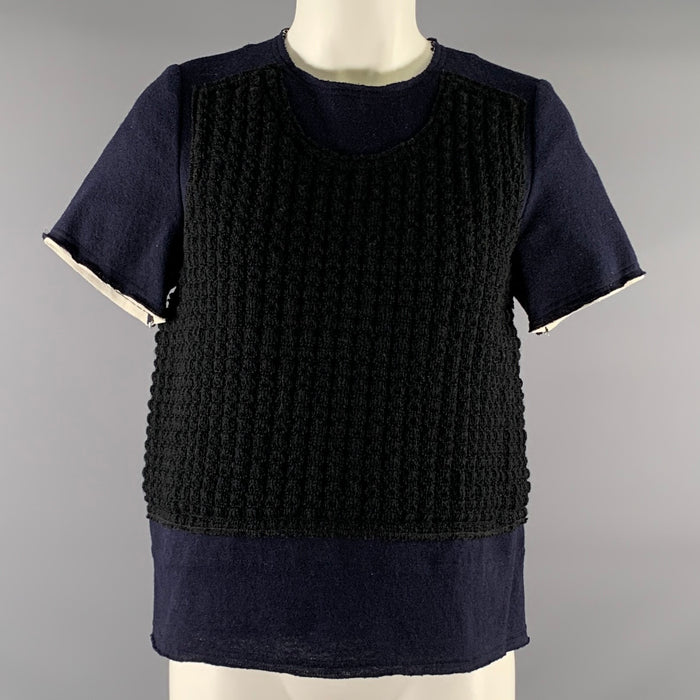 COMME des GARCONS Size XS Navy Black Wool / Nylon Knit Tunic Casual Top