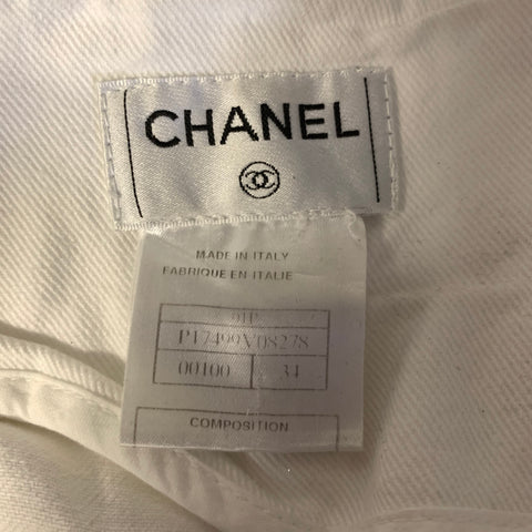 CHANEL SS2001 Size XS White Cotton Tapered Jeans