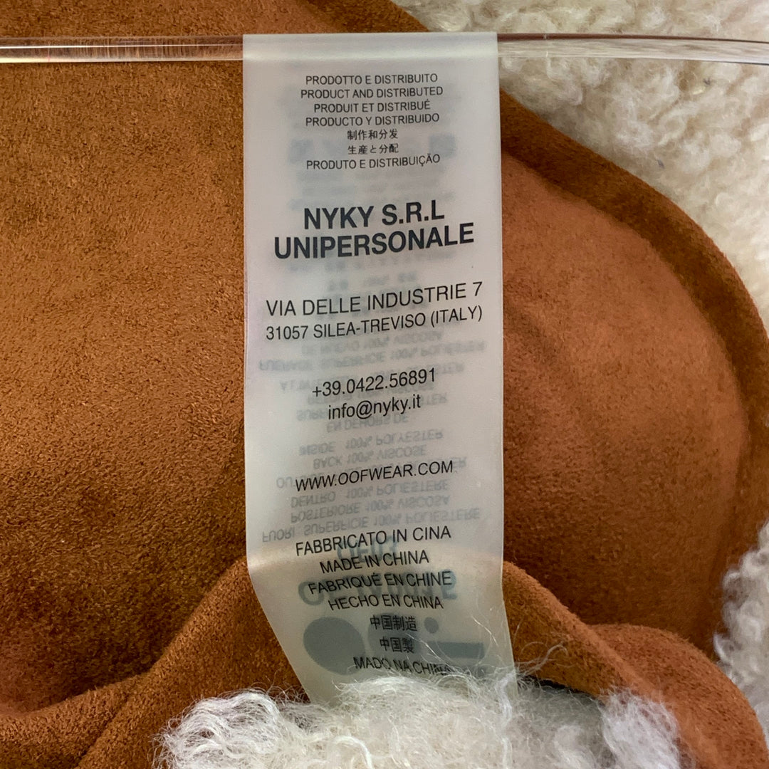 OOF WEAR Size L Tan Beige Faux Suede Shearling Reversible Belted Coat