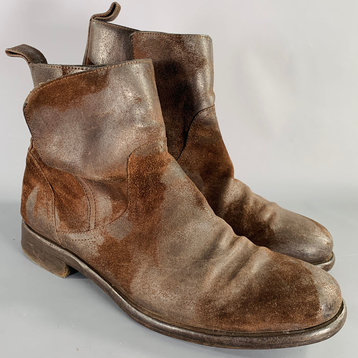 DOLCE & GABBANA Size 10.5 Brown Distressed Roughout Leather Boots
