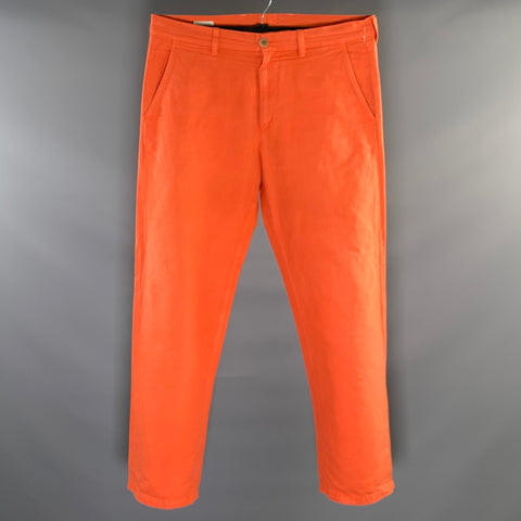 DRIES VAN NOTEN Size 34 Orange Cotton Straight leg Casual Pants