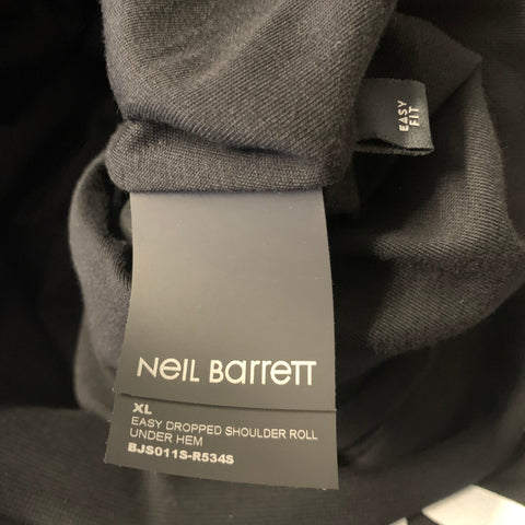 NEIL BARRETT Size XL Black White Lightning Bolts Hooded Sweatshirt