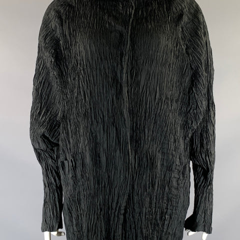 &.SHU Size 6 Black Polyester Pleated Snap buttons Jacket