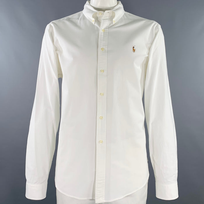 RALPH LAUREN Size XXL White Cotton Blend Button Down Long Sleeve Shirt