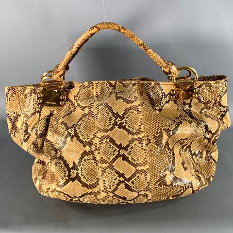 MIU MIU Tan Brown Snakeskin Snakeskin Leather Hobo Handbag