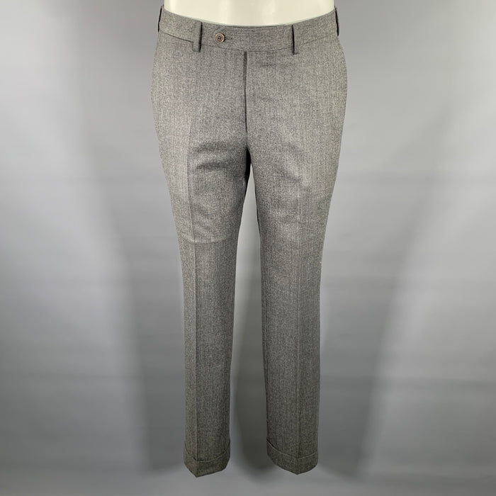 ERMENEGILDO ZEGNA Size 32 Light Charcoal Heather Wool Slim Fit Dress Pants