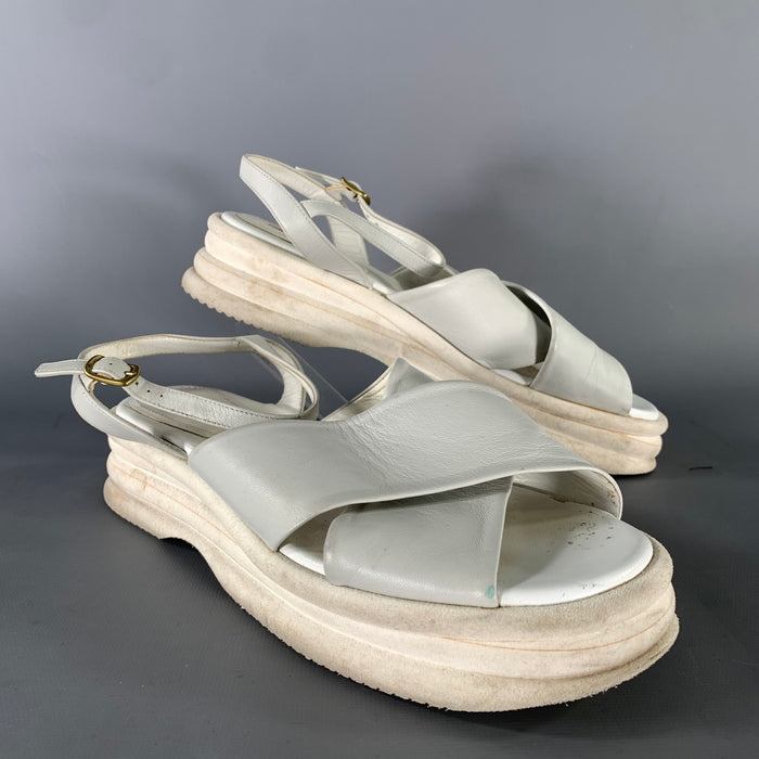 DRIES VAN NOTEN Size 8 White Leather Sandals