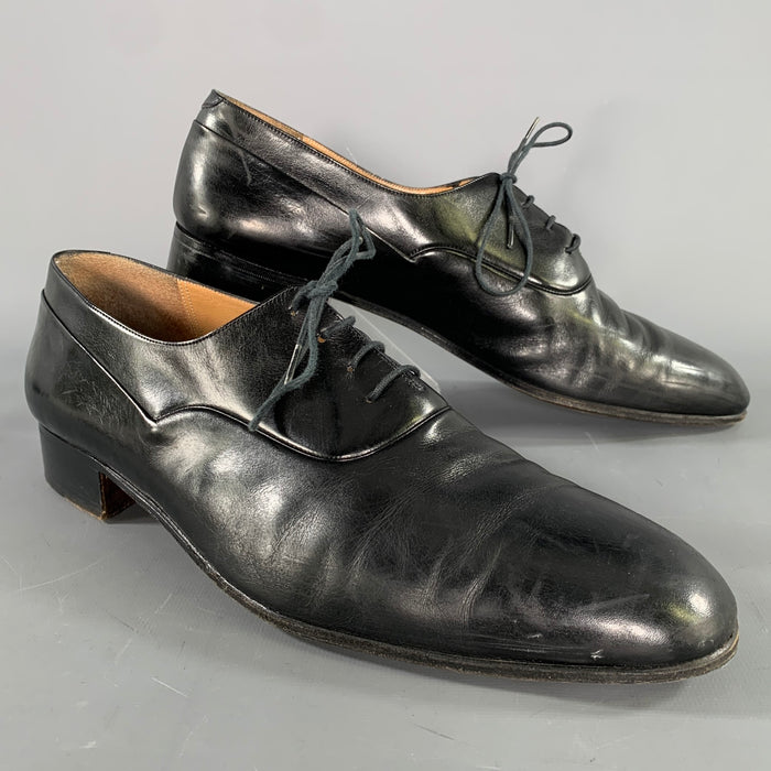 BALLY Size 10 Black Leather Lace Up Loafers