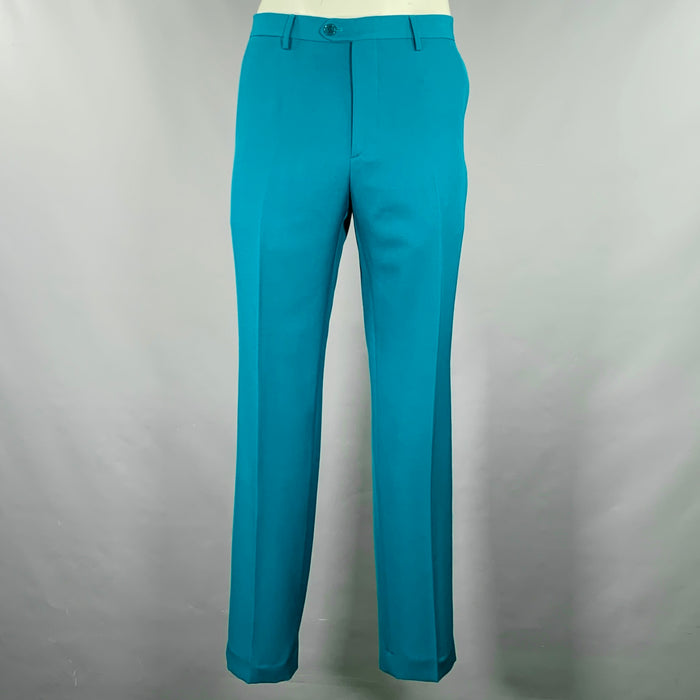 ETRO Size 34 Teal Wool Zip Fly Dress Pants