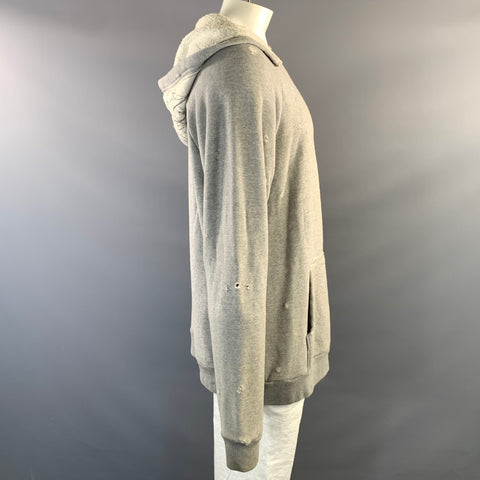 ENFANTS RICHES DEPRIMES ERD XL Grey Patch Cotton Hooded Sweatshirt