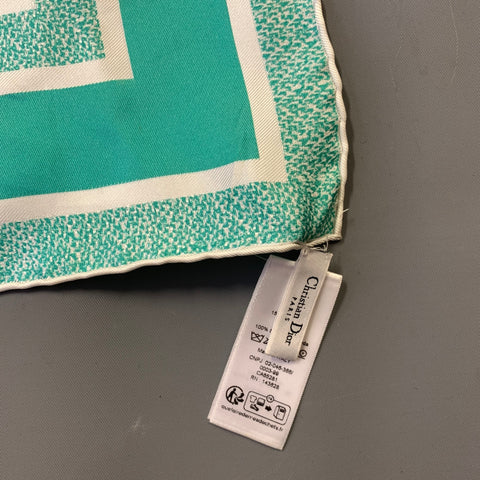 CHRISTIAN DIOR Teal Ivory Landscape Silk Scarves