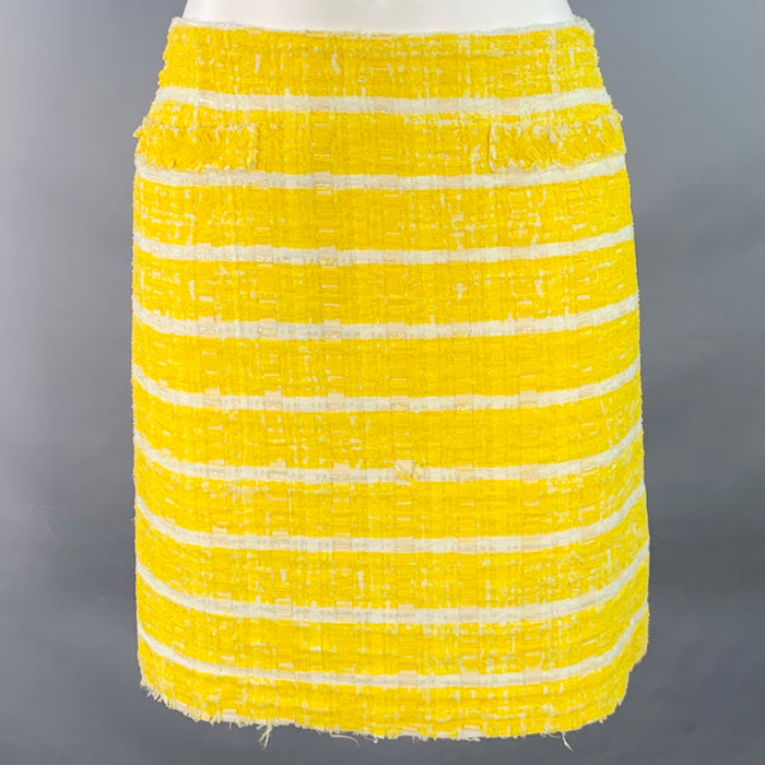 MARC JACOBS Size 2 Yellow White Boucle Stripe Two Pockets Mini Skirt