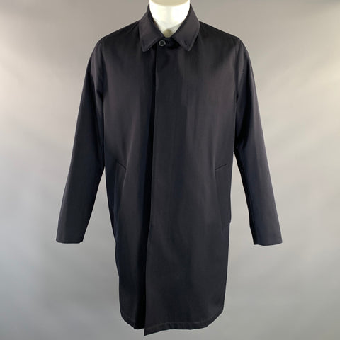 PAUL SMITH Size M Navy Wool & Cotton Overcoat Coat