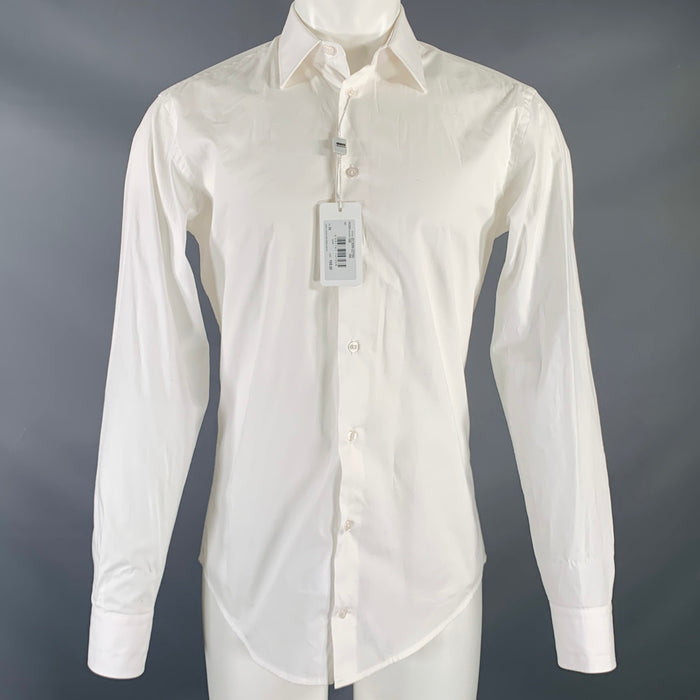 ARMANI COLLEZIONI Size 39 White Cotton Button Up Long Sleeve Shirt