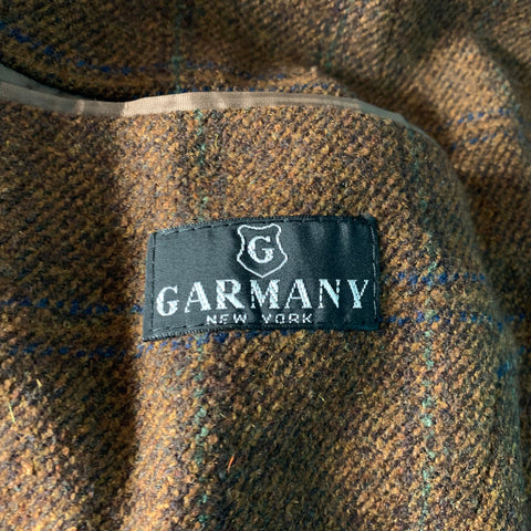 ERMENEGILDO ZEGNA Chest Size 44 Brown Blue Plaid Cashmere & Silk Sport Coat