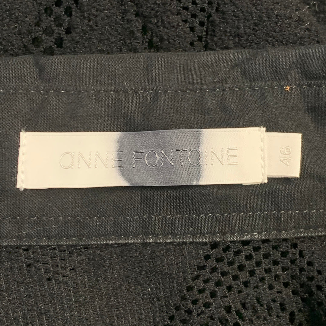 ANNE FONTAINE Size XL Prisme Black Polyamide Blend Mesh Button Up Blouse