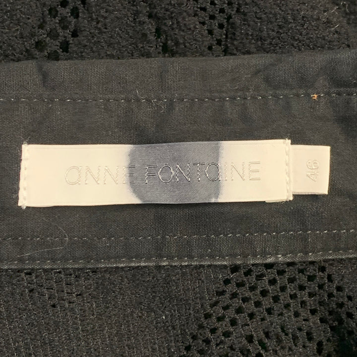 ANNE FONTAINE Size XL Prisme Black Polyamide Blend Mesh Button Up Blouse