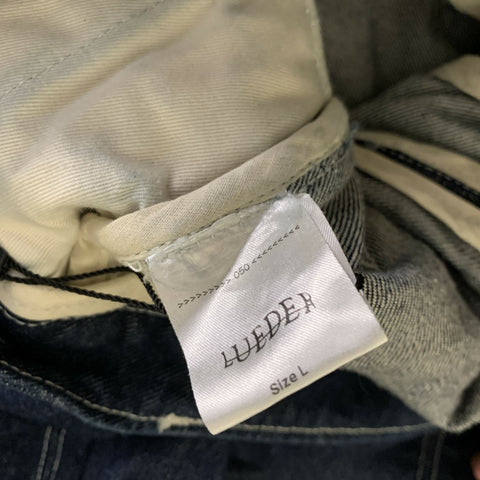 LUEDER Size L Navy Contrast Stitch Cotton Polyester Barrel Jeans