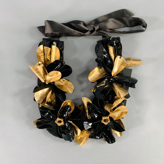 MARNI Black Gold Floral Tie Necklace