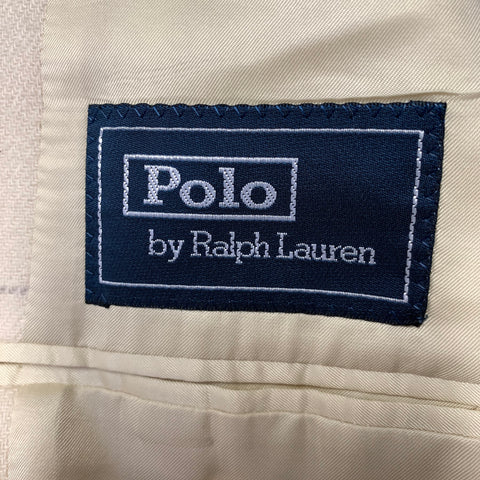 RALPH LAUREN Chest Size 42 Regular Beige Grey Window Pane Camel Hair Sport Coat