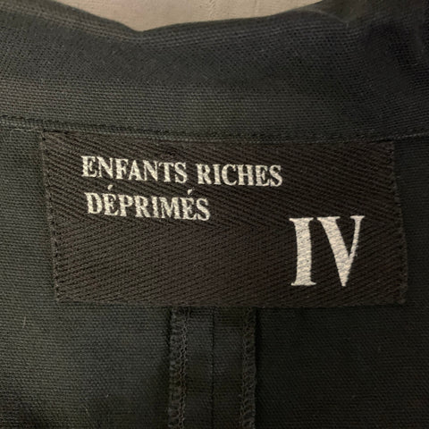ENFANTS RICHES DEPRIMES ERD FW2016 XL Black Graphic Cotton Notch Lapel Coat