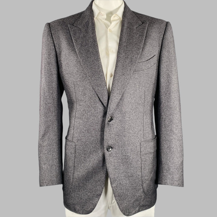 TOM FORD Size 48 Grey Silk Cashmere Peak Lapel Sport Coat