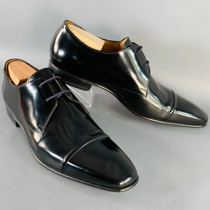 PS by PAUL SMITH Size 12 Robin Black Leather Cap Toe Lace-Up Shoes