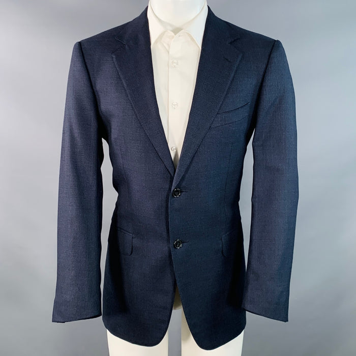 ERMENEGILDO ZEGNA Size 40 Navy Black Checkered Wool Sport Coat