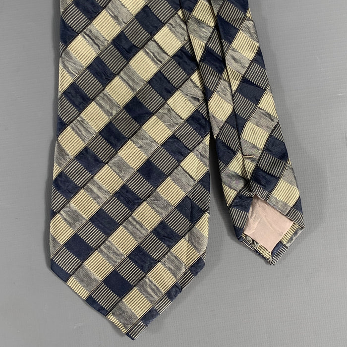 ISSEY MIYAKE Navy Silver Jacquard Silk Tie