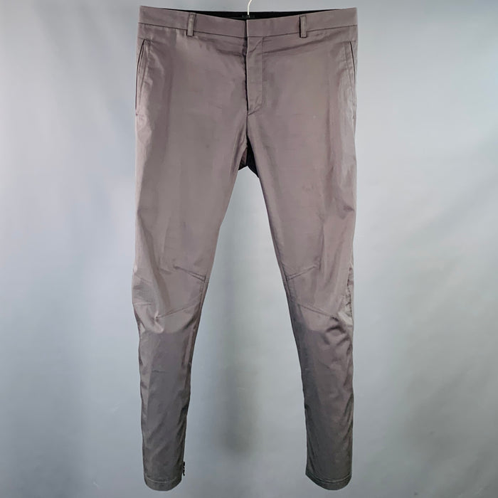 LANVIN Size 32 Grey Slate Twill Cotton Ankle Zips Casual Pants