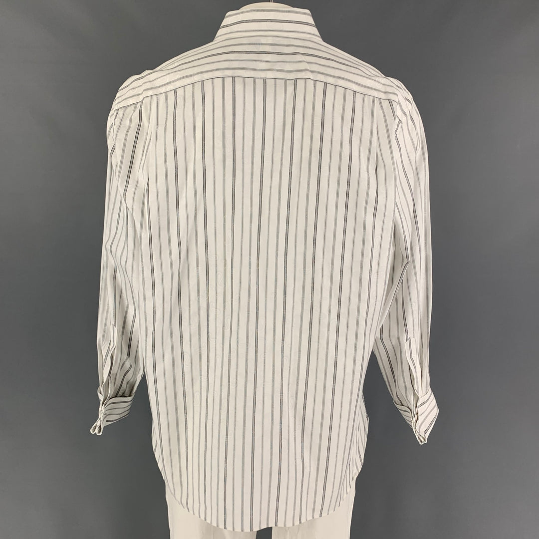 JOHN W. NORDSTROM Size L White Black Paisley French Cuff Long Sleeve Shirt