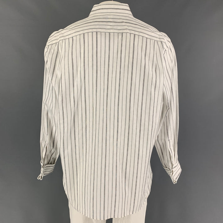 JOHN W. NORDSTROM Size L White Black Paisley French Cuff Long Sleeve Shirt