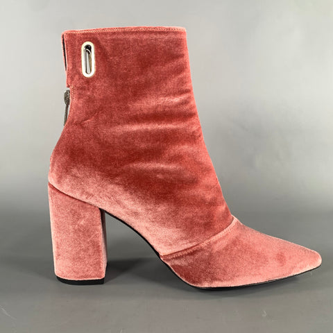 ROBERT CLERGERIE Size 7 Pink Black Velvet Pointed Toe Boots