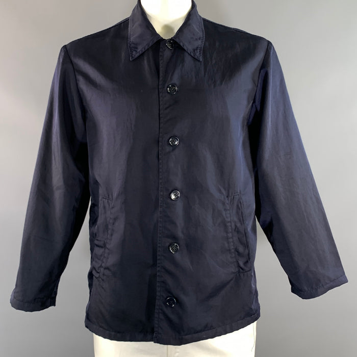 DRIES VAN NOTEN Size L Navy Polyamide Shirt Jacket