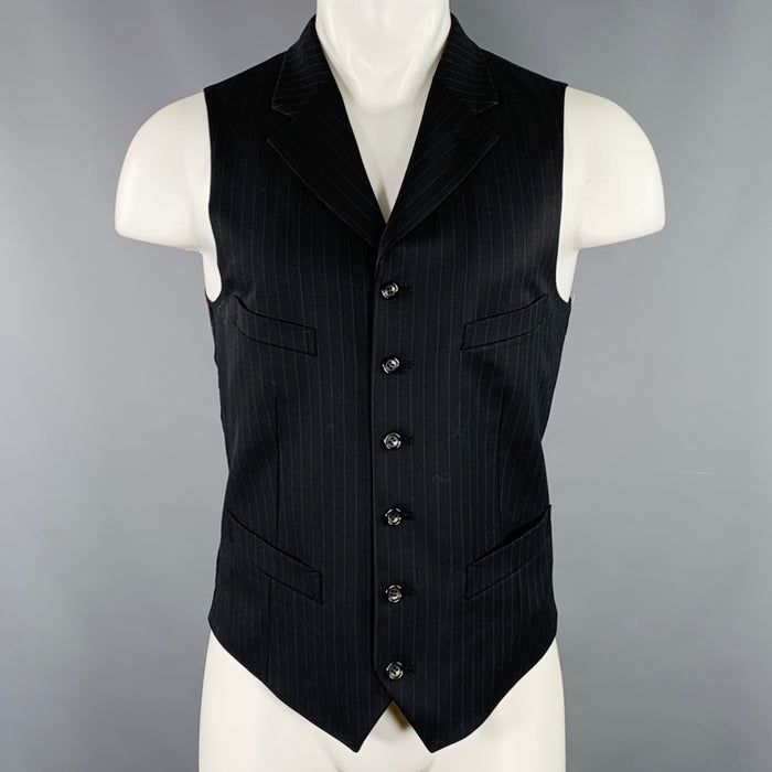 COMME des GARCONS HOMME PLUS Size M Black Grey Pinstripe Vest
