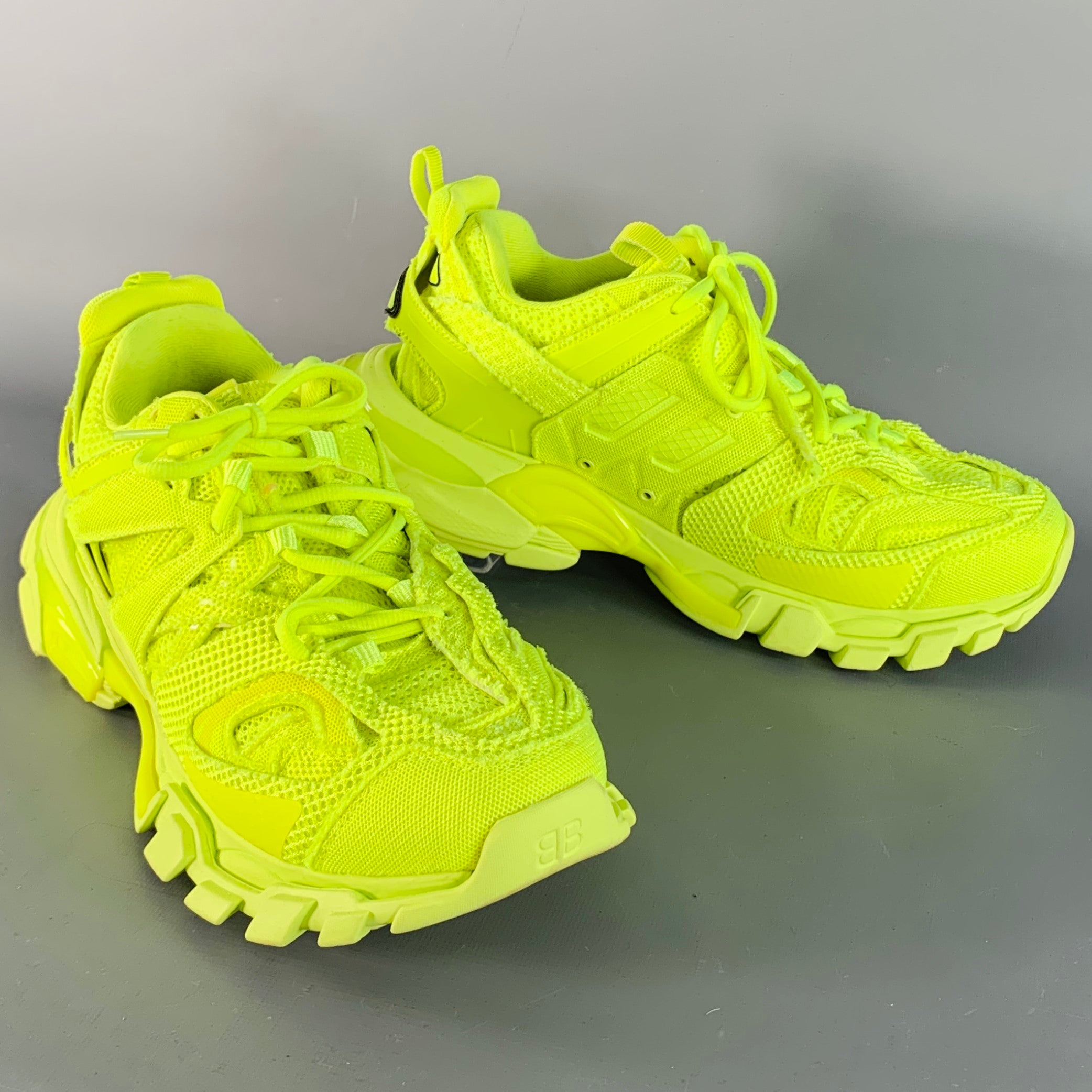 BALENCIAGA Size 6 Track 3 Green Neon Nylon Chunky Sneakers – Sui