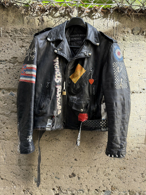 ENFANTS RICHES DEPRIMES ERD Size M Black Studded Leather Punk Biker Jacket