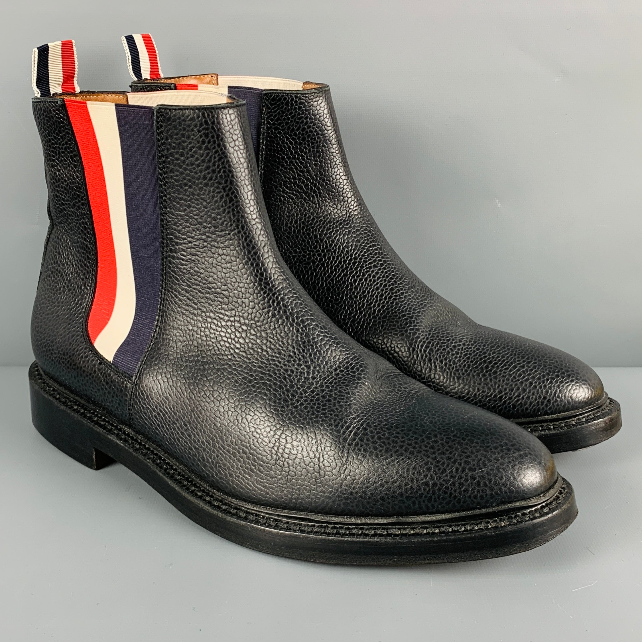 THOM BROWNE Size 9 Black Red White Chelsea Boots – Sui 