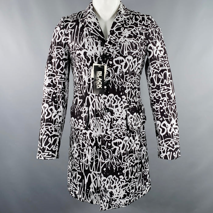 COMME des GARCONS 2019 Size M Black White Print Polyester Coat