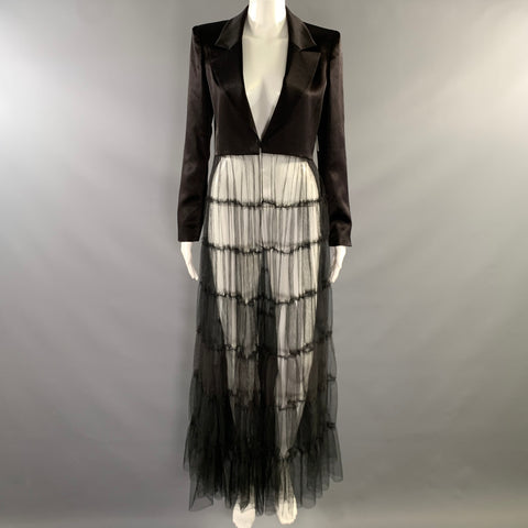 ALICE + OLIVIA Size M Black Triacetate Blend Mixed Fabrics Peak Lapel Coat