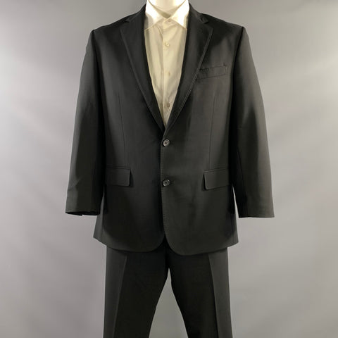 BROOKS BROTHERS Chest Size 42 Regular Black Wool Notch Lapel 36 30 Suit