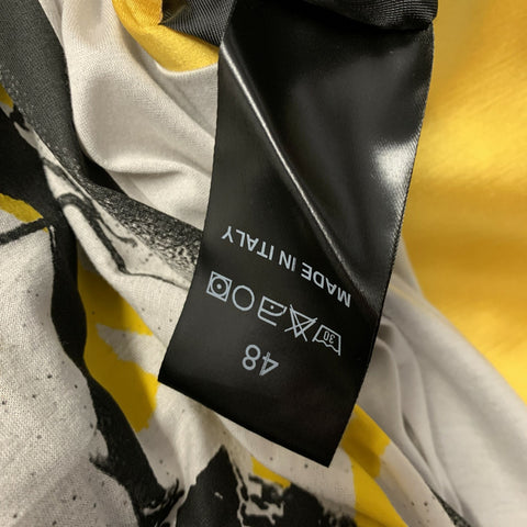 RAF SIMONS S/S2019 Size 38 Yellow Applique Wool & Silk Oversized Coat