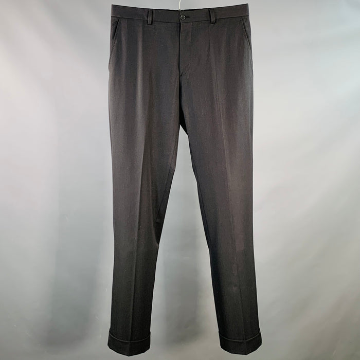 RALPH LAUREN Size 32 Black Twill Wool Straight Dress Pants