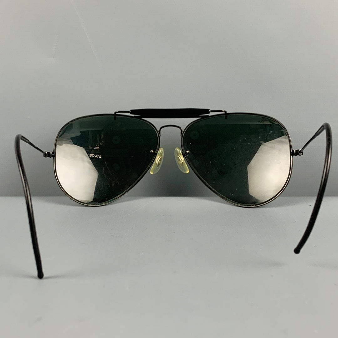 RAY-BAN Black Metallic Aviator Sunglasses