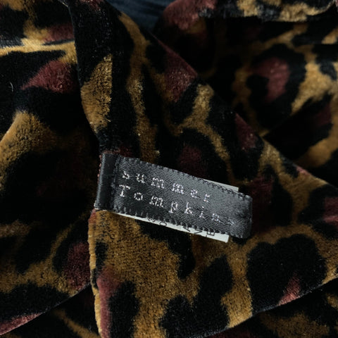 SUMMER TOMPKINS Brown Black Leopard Silk & Rayon Velvet Scarf