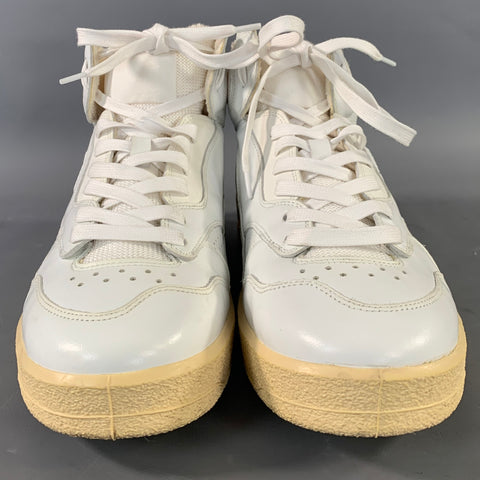 JIL SANDER Size 8 White Leather High Top Sneakers