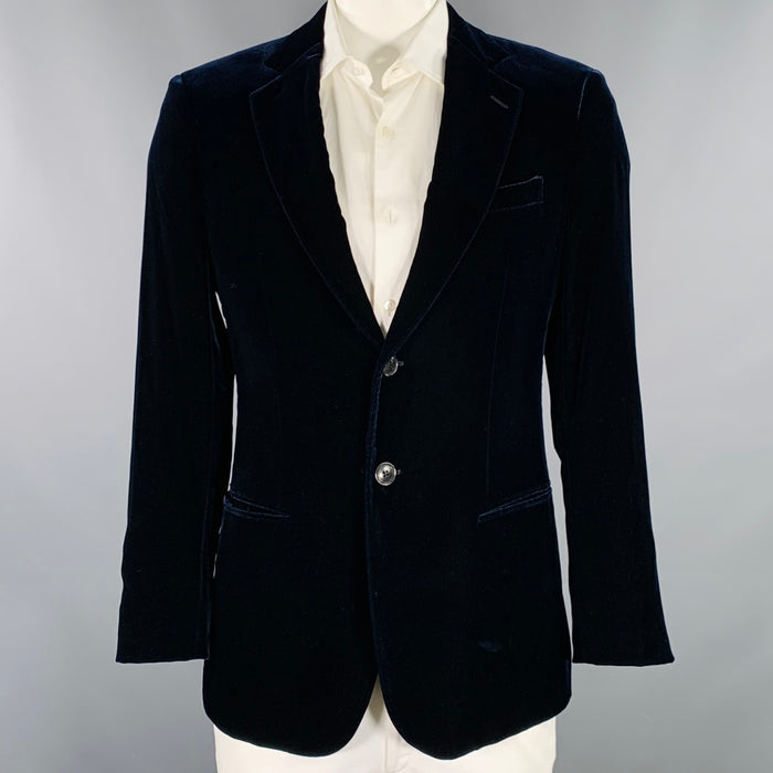 GIORGIO ARMANI Size 42 Navy Velvet Viscose Blend Sport Coat