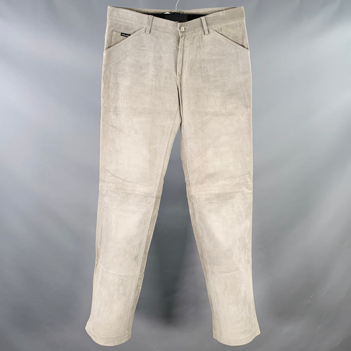 DOLCE & GABBANA Size 32 Grey Suede Five Pockets Straight Casual Pants
