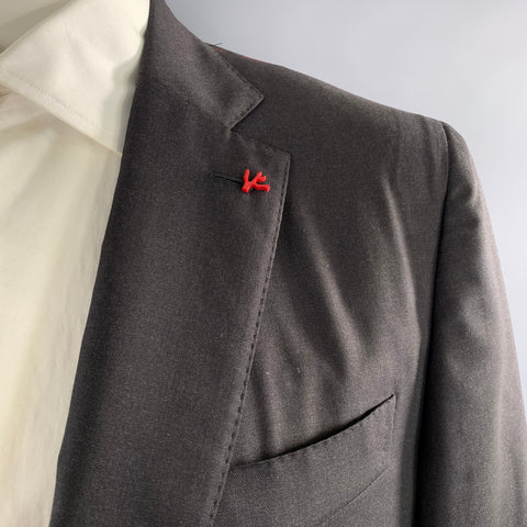 ISAIA Chest Size 48 Navy Dark Grey Wool Notch Lapel 40 37 Suit