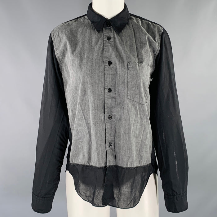 COMME des GARCONS Size S Black Grey Polyester Cotton Mixed Fabrics Shirt